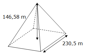 Exemple de calcul du volume d'une pyramide à base carrée.